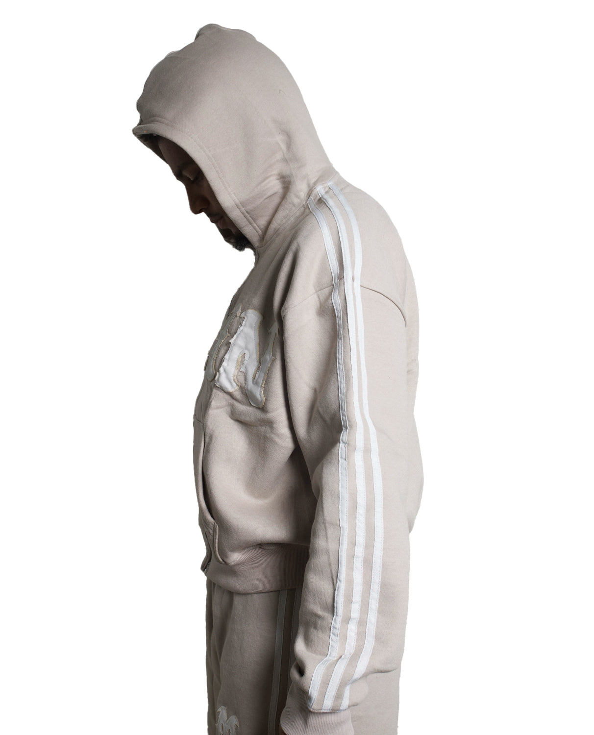 Merlin Distress Stripe Hoodie Gray