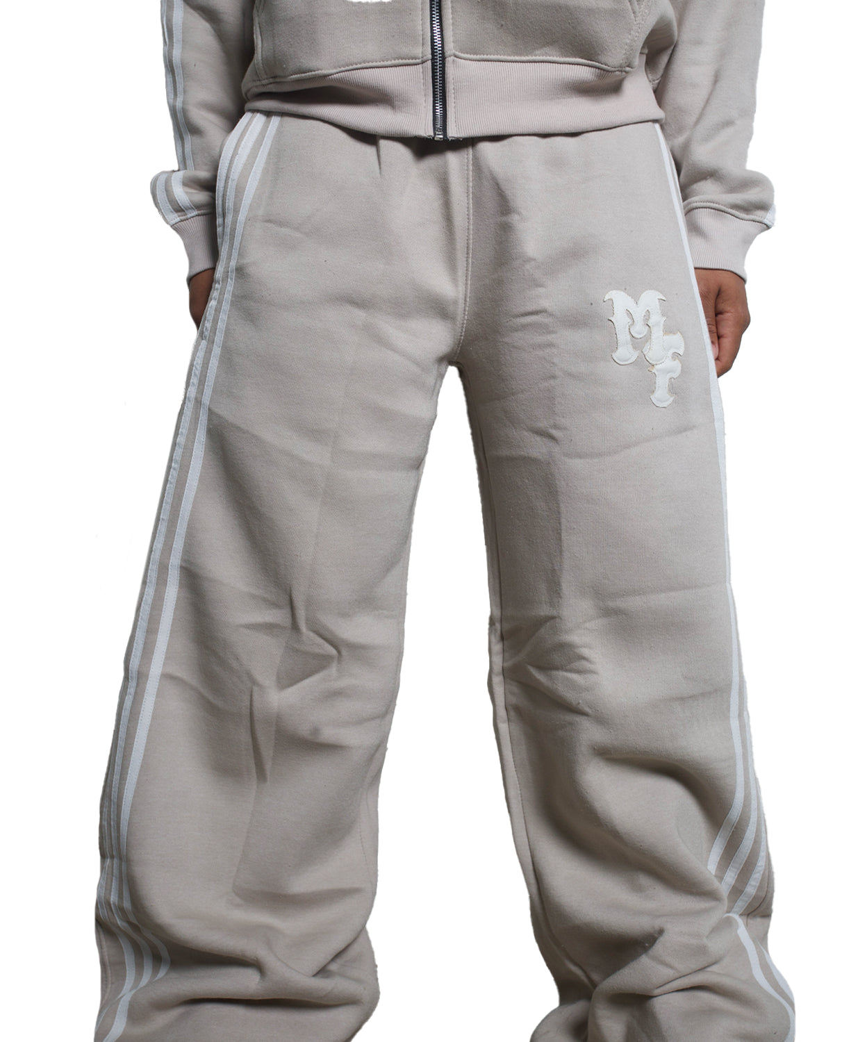 Merlin Distress Stripe Pants Gray