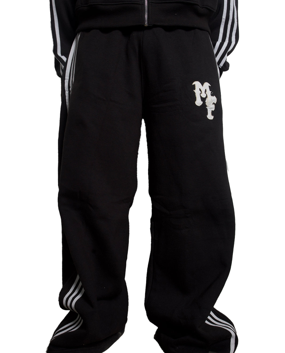Merlin Distress Stripe Pants Black
